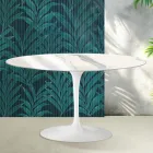 Saarinen Tulip ovalt soffbord H 41 cm i glansig Statuario Florim keramik - Scharlakansröd Viadurini