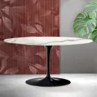 Saarinen Tulip ovalt soffbord H 41 cm i Florim Statuario matt keramik - Scharlakansröd Viadurini
