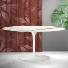 Saarinen Tulip ovalt soffbord H 41 cm i Florim Statuario matt keramik - Scharlakansröd Viadurini