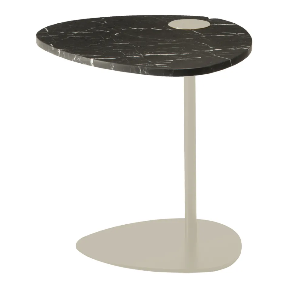 Soffbord för vardagsrum i metall och Marquinia marmor, lyxig design - Yassine Viadurini