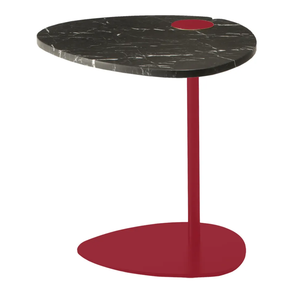 Soffbord för vardagsrum i metall och Marquinia marmor, lyxig design - Yassine Viadurini