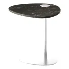 Soffbord för vardagsrum i metall och Marquinia marmor, lyxig design - Yassine Viadurini