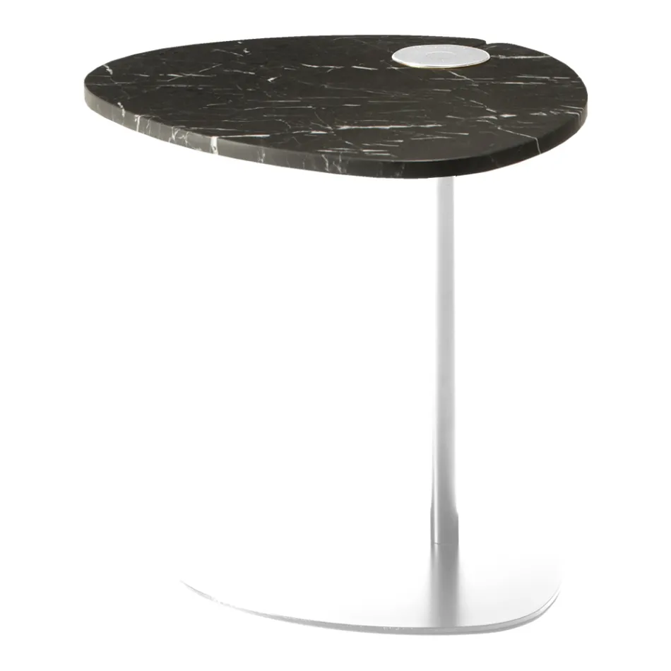 Soffbord för vardagsrum i metall och Marquinia marmor, lyxig design - Yassine Viadurini