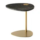 Soffbord för vardagsrum i metall och Marquinia marmor, lyxig design - Yassine Viadurini