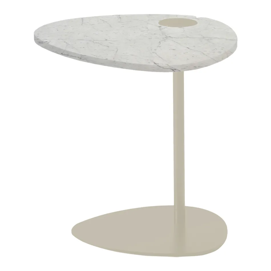 Soffbord för vardagsrum i metall och Marquinia marmor, lyxig design - Yassine Viadurini