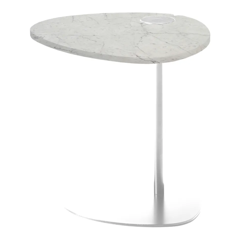 Soffbord för vardagsrum i metall och Marquinia marmor, lyxig design - Yassine Viadurini