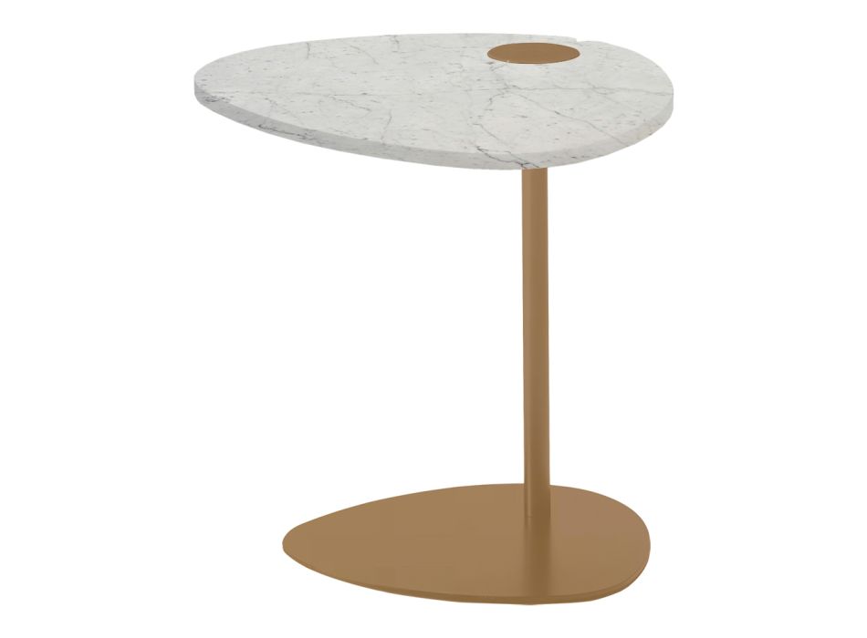 Soffbord för vardagsrum i metall och Marquinia marmor, lyxig design - Yassine Viadurini