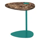 Soffbord för vardagsrum i metall och Marquinia marmor, lyxig design - Yassine Viadurini