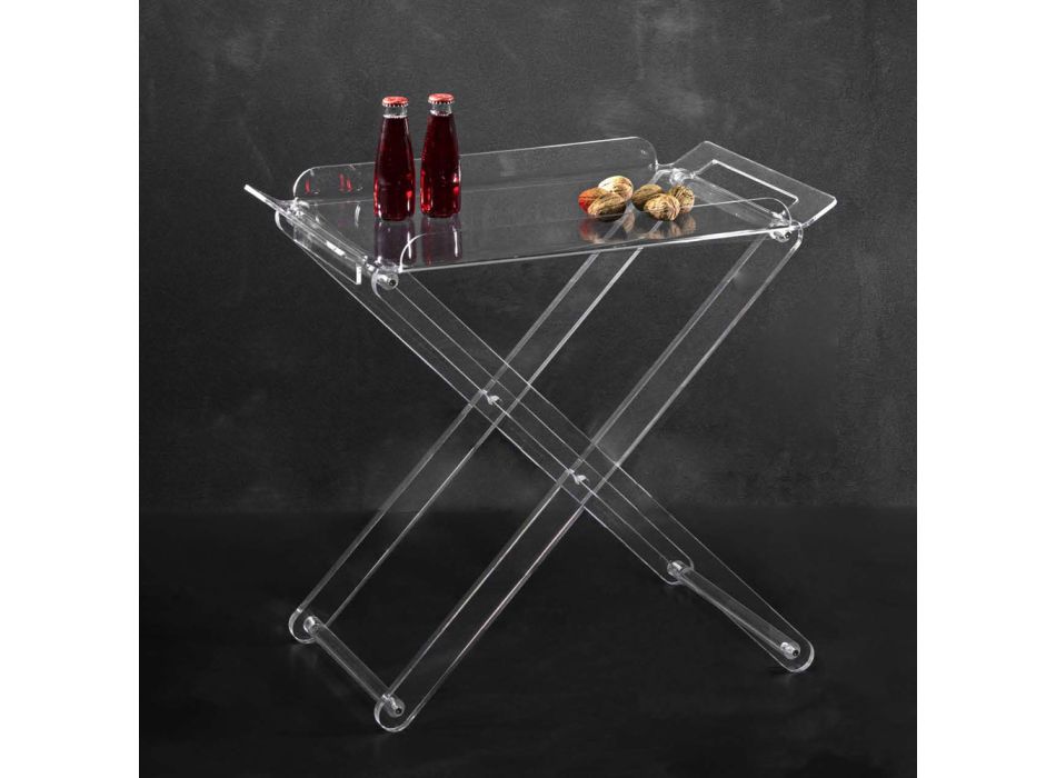 Fällbart bord med transparent akrylkristallbricka - Makete Viadurini