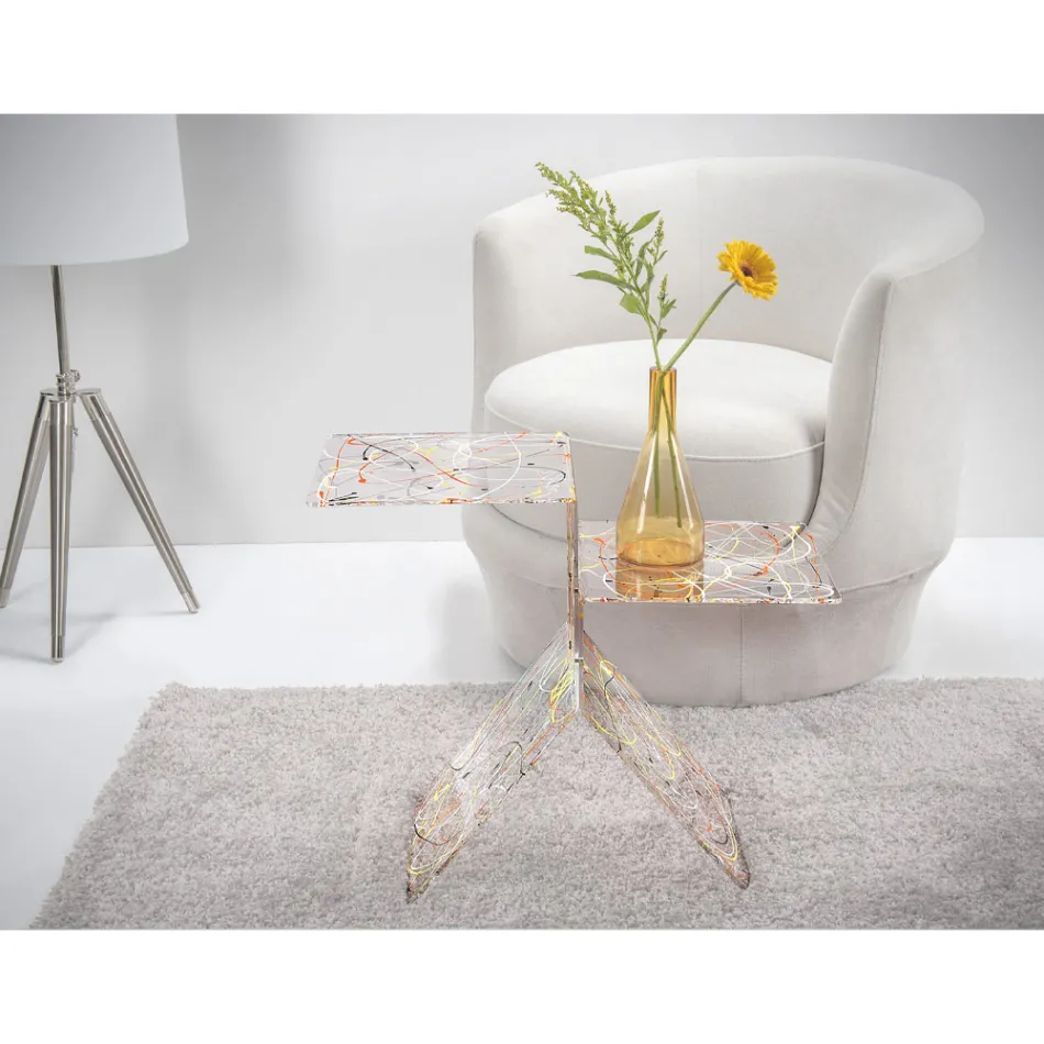 Transparent färgat plexiglas soffbord för vardagsrum Tillverkat i Italien - Kamon Viadurini