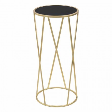 Rund design telefonstativ i järn och glas - Tro Viadurini