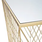 Telefonbord i gyllene järn och spegelglasskiva - Olivia Viadurini