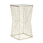 Telefonbord i gyllene järn och spegelglasskiva - Olivia Viadurini