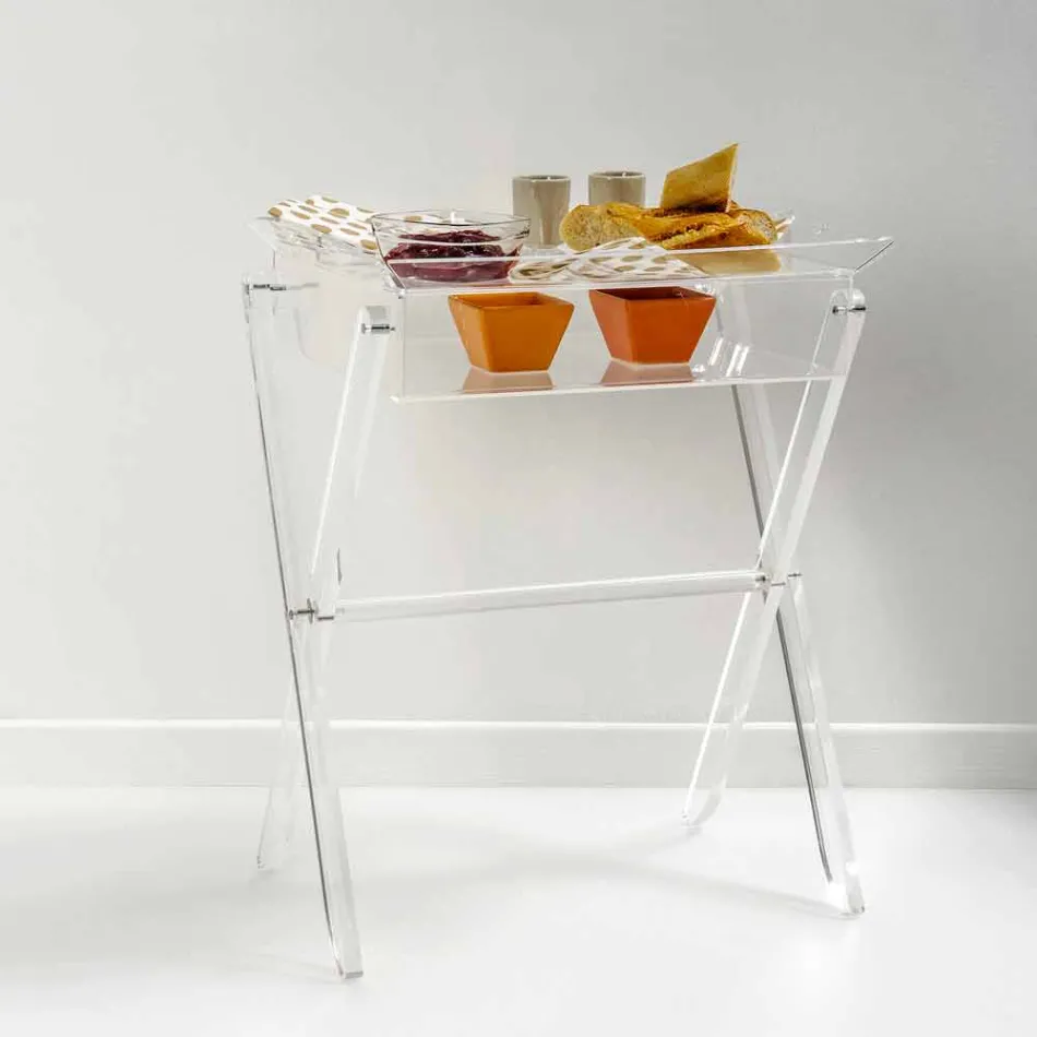 Soffbord transparent lunchbox konstruktion Olivia gjort i Italien Viadurini