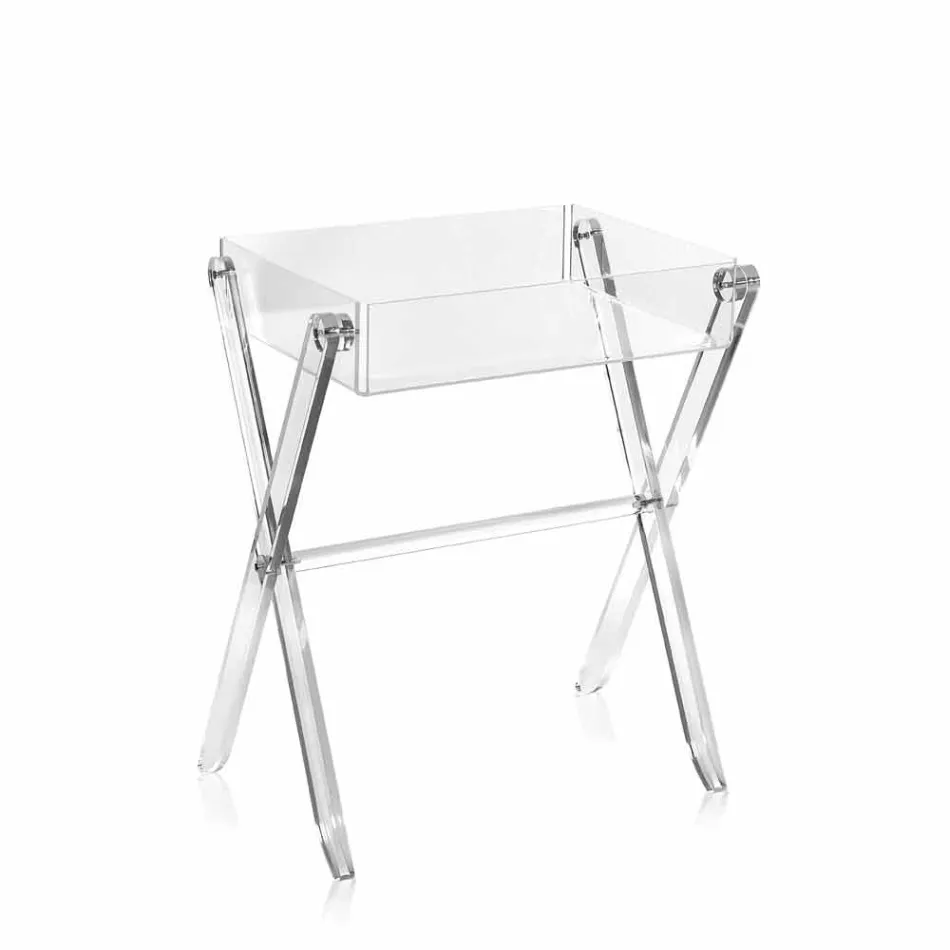 Soffbord transparent lunchbox konstruktion Olivia gjort i Italien Viadurini