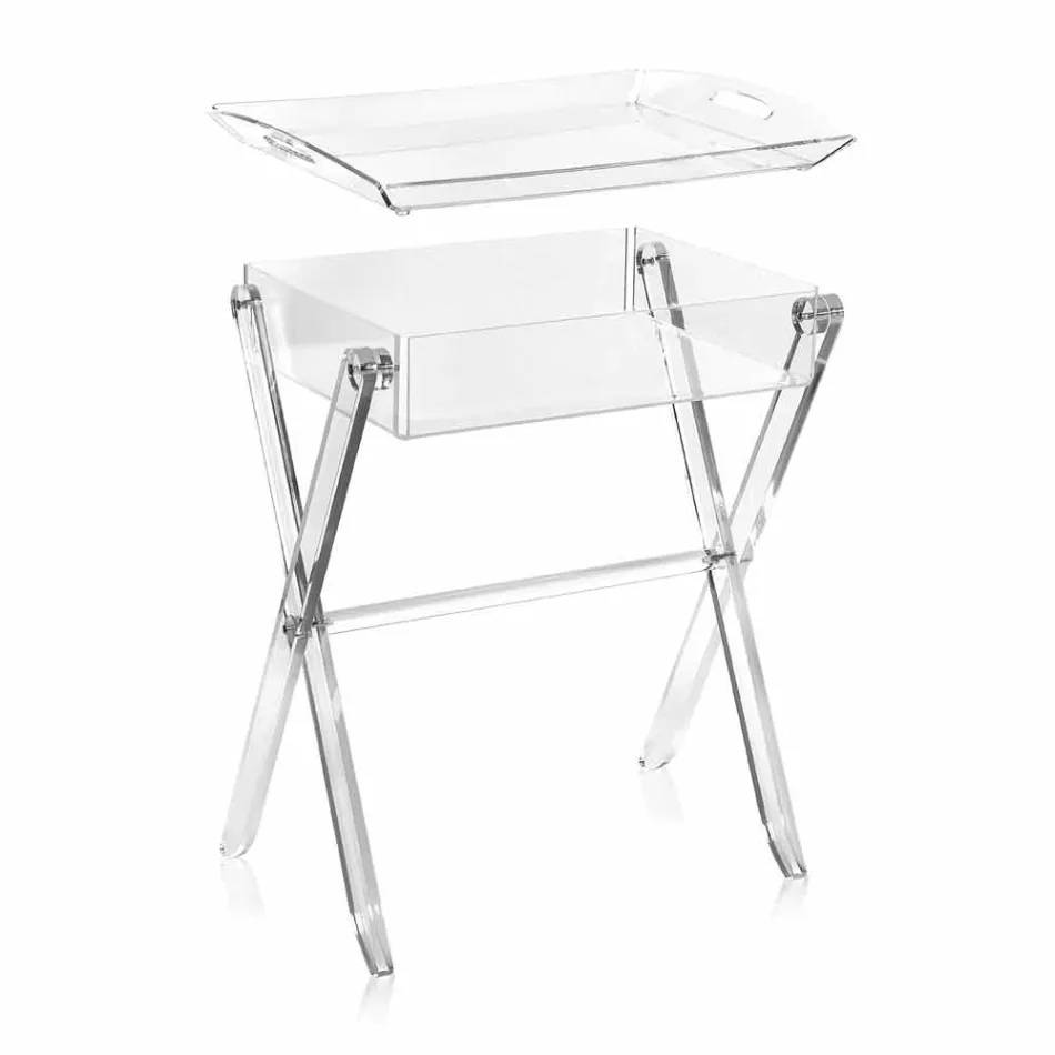 Soffbord transparent lunchbox konstruktion Olivia gjort i Italien Viadurini