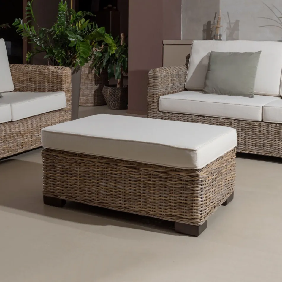 Trädgårdssoffbord-puff i grå Kubù med kudde - Cerys Viadurini