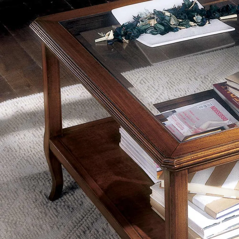 Fyrkantigt vardagsrum soffbord med glasskiva Tillverkat i Italien - Tepeyoti Viadurini