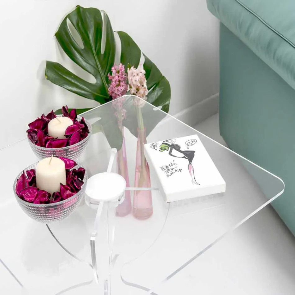 Design kvadratisk soffbord, i genomskinliga PMMA Laives Viadurini