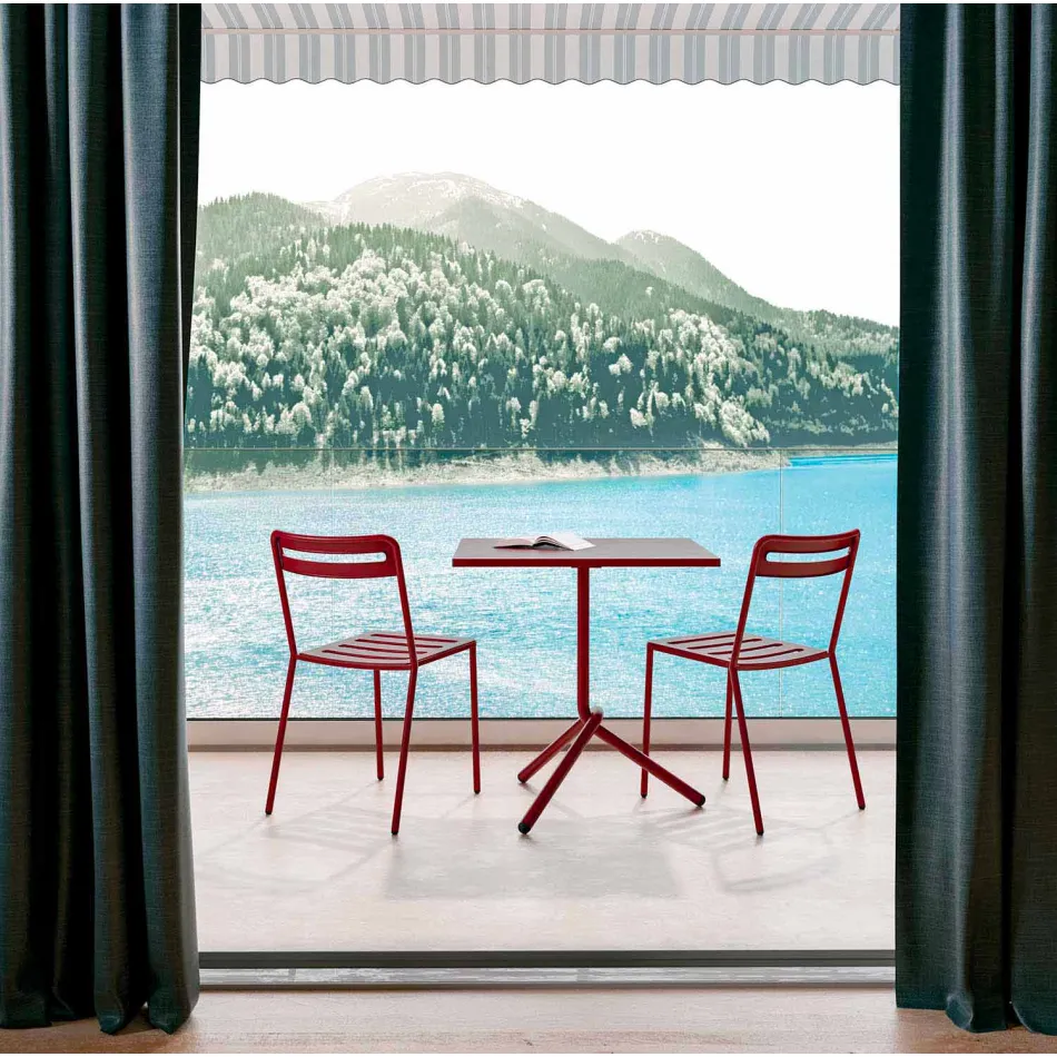 Fyrkantig metall och plåt utomhusbord tillverkad i Italien - Barnabas Viadurini