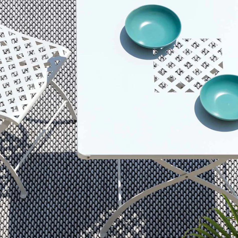 Fyrkantigt hopfällbart utomhusbord i galvaniserat stål Tillverkat i Italien - Selvaggia Viadurini