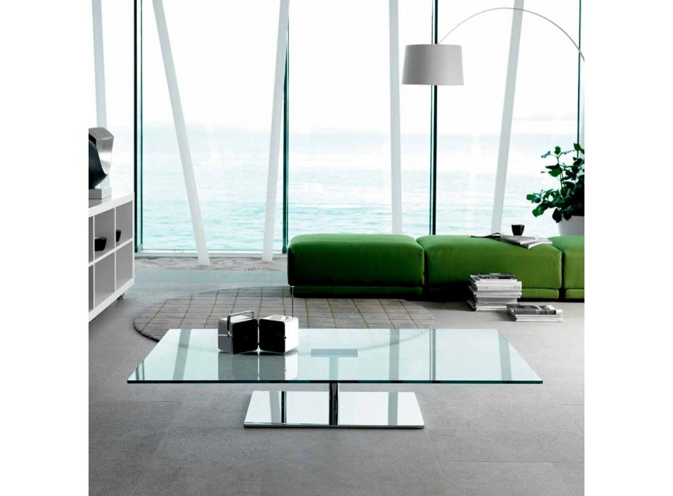 Rektangulärt soffbord för vardagsrummet i extra klart eller rökt glas - Giovannino Viadurini