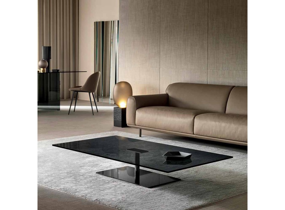Rektangulärt soffbord för vardagsrummet i extra klart eller rökt glas - Giovannino Viadurini
