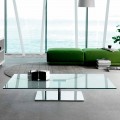 Rektangulärt soffbord för vardagsrummet i extra klart eller rökt glas - Giovannino