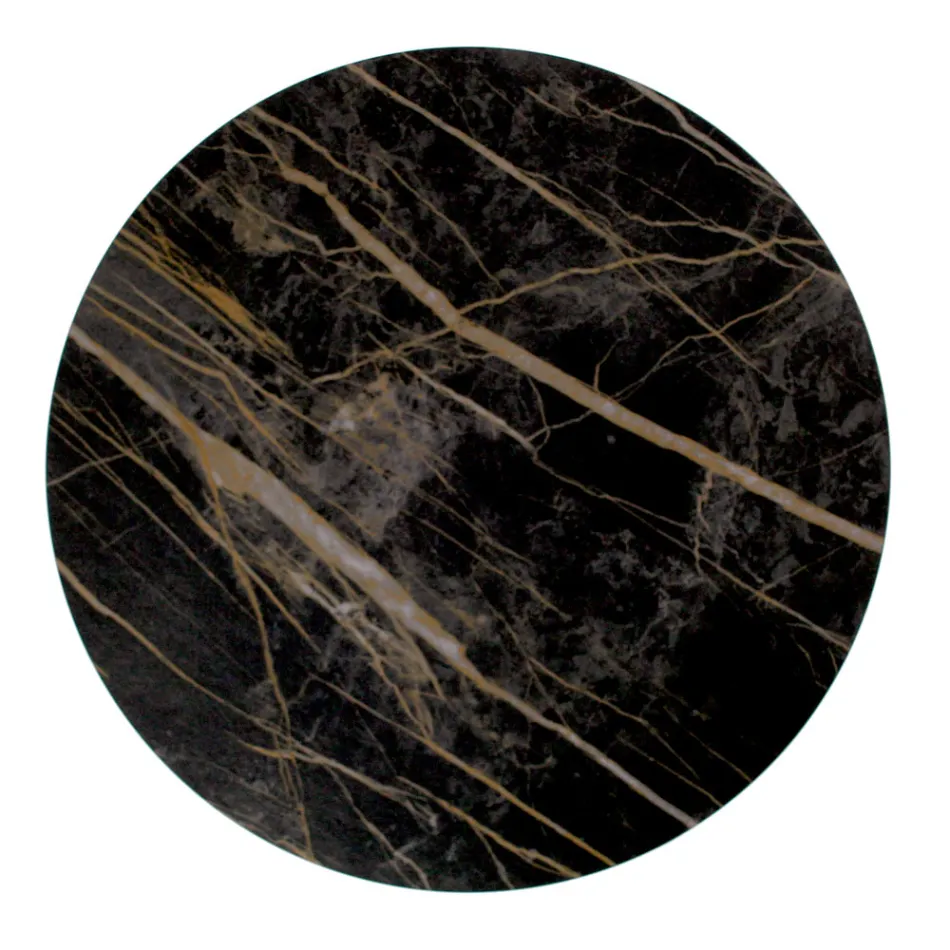 Runt soffbord med stålunderrede och stengodsskiva Tillverkat i Italien - Alisea Viadurini