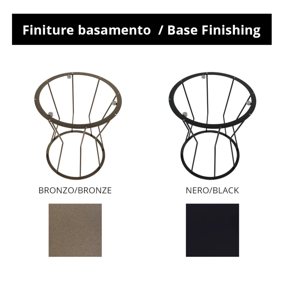 Runt soffbord med stålunderrede och stengodsskiva Tillverkat i Italien - Alisea Viadurini