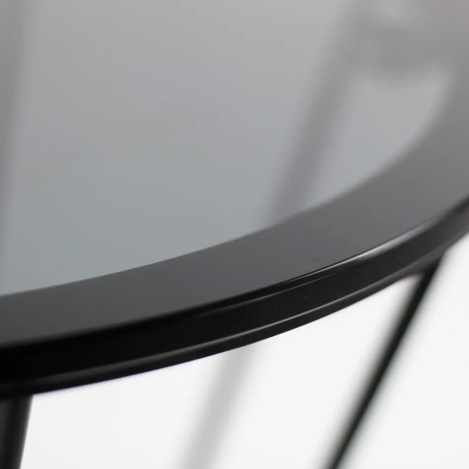 Runt soffbord med stålunderrede och glasskiva Tillverkat i Italien - Alisea Viadurini