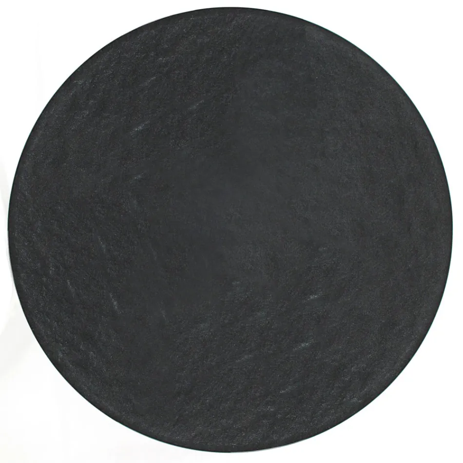 Runt soffbord med stålunderrede och glasskiva Tillverkat i Italien - Alisea Viadurini