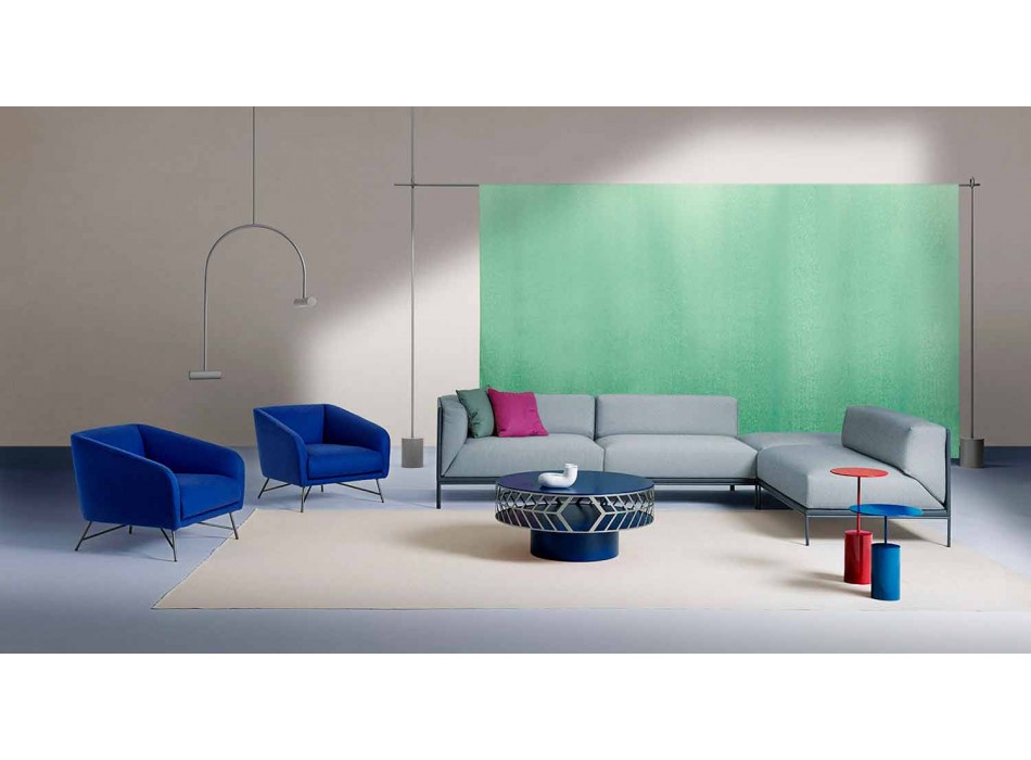 Runt soffbord i färgat metallark av modern design - cocktail Viadurini