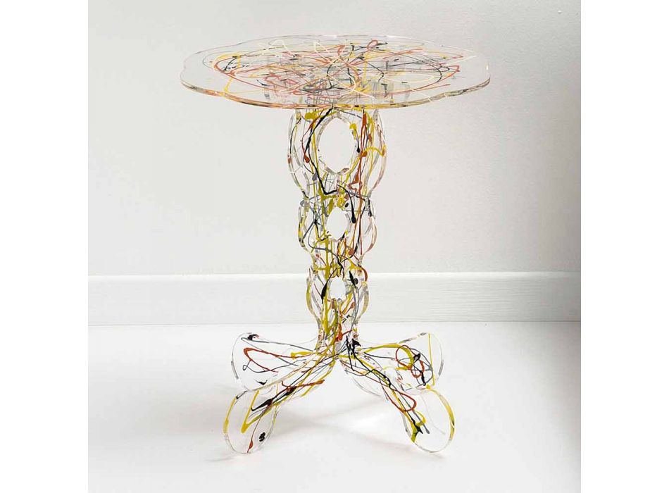 Runt bord diameter 36 cm Janis mångfärgad design, tillverkad i Italien Viadurini
