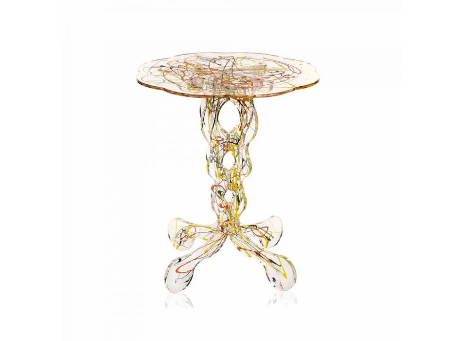 Runt bord diameter 36 cm Janis mångfärgad design, tillverkad i Italien Viadurini