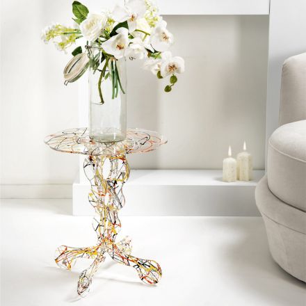 Runt soffbord diameter 36 cm Janis flerfärgad design, tillverkad i Italien Viadurini