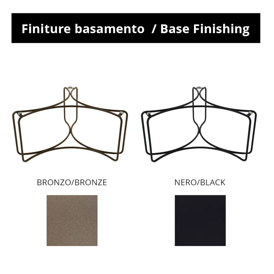 Runt soffbord i glas med 3 Crescent Base Tillverkat i Italien - Arepa Viadurini