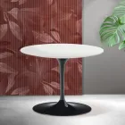 Saarinen Tulip runt soffbord H 41 cm i mattvit Florim keramik - Scharlakansröd Viadurini
