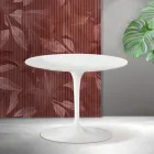 Saarinen Tulip runt soffbord H 41 cm i mattvit Florim keramik - Scharlakansröd Viadurini
