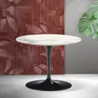 Saarinen Tulip runt soffbord H 41 cm i Florim Statuario matt keramik - Scharlakansröd Viadurini
