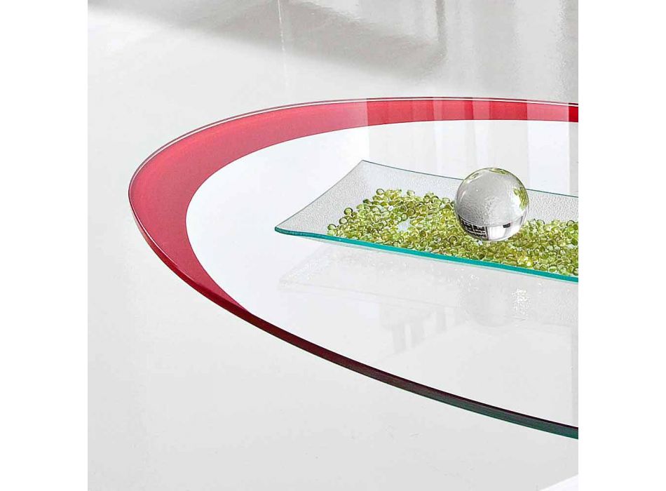 Soffbord med glasskiva med tillverkad i Italien silketryck - Campari Viadurini