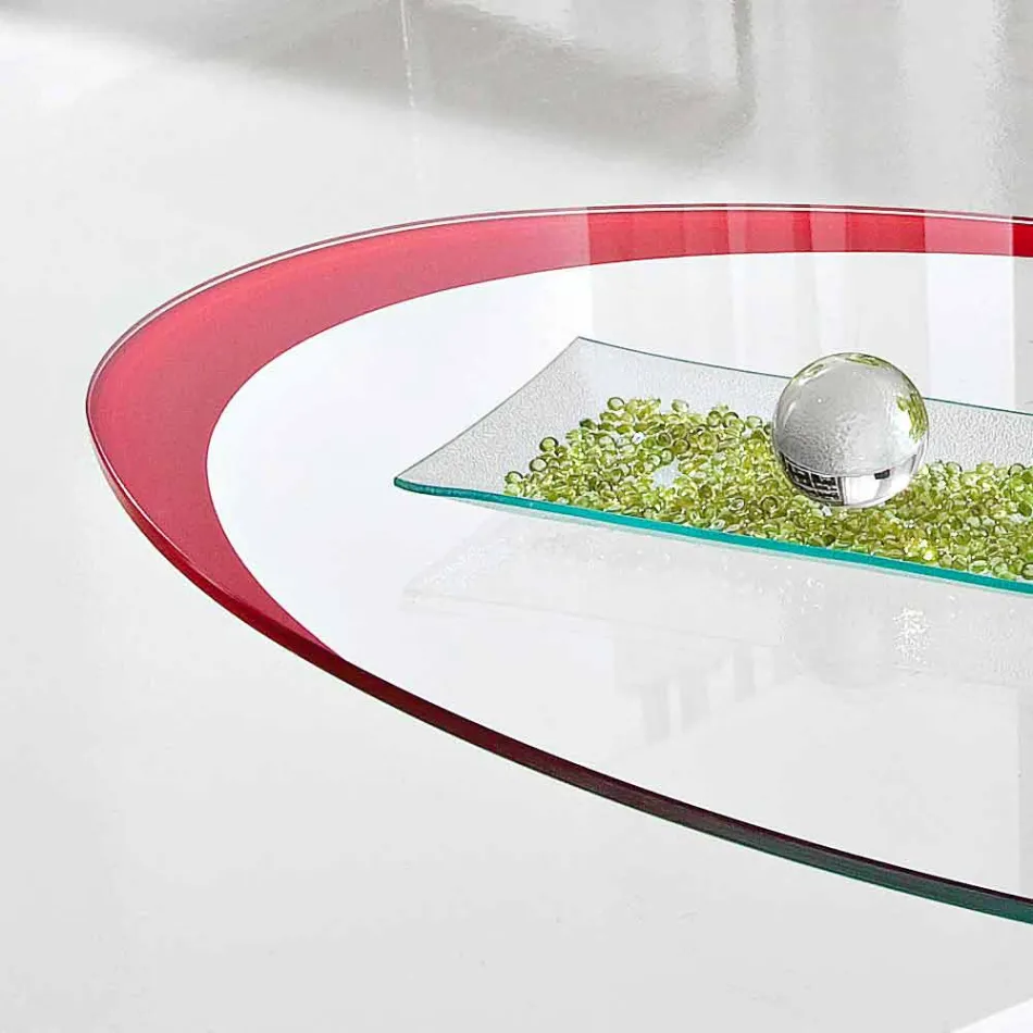 Soffbord med glasskiva med tillverkad i Italien silketryck - Campari Viadurini