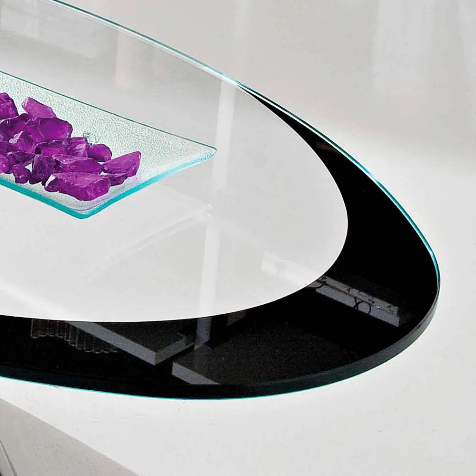 Soffbord med glasskiva med tillverkad i Italien silketryck - Campari Viadurini