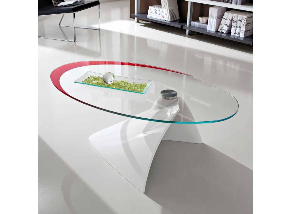 Soffbord med glasskiva med tillverkad i Italien silketryck - Campari Viadurini