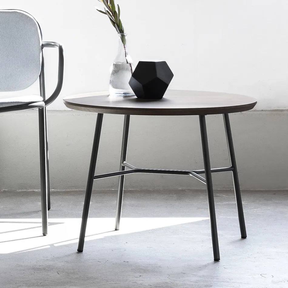 Soffbord med rund skiva i massivt trä Tillverkat i Italien - Makino Viadurini