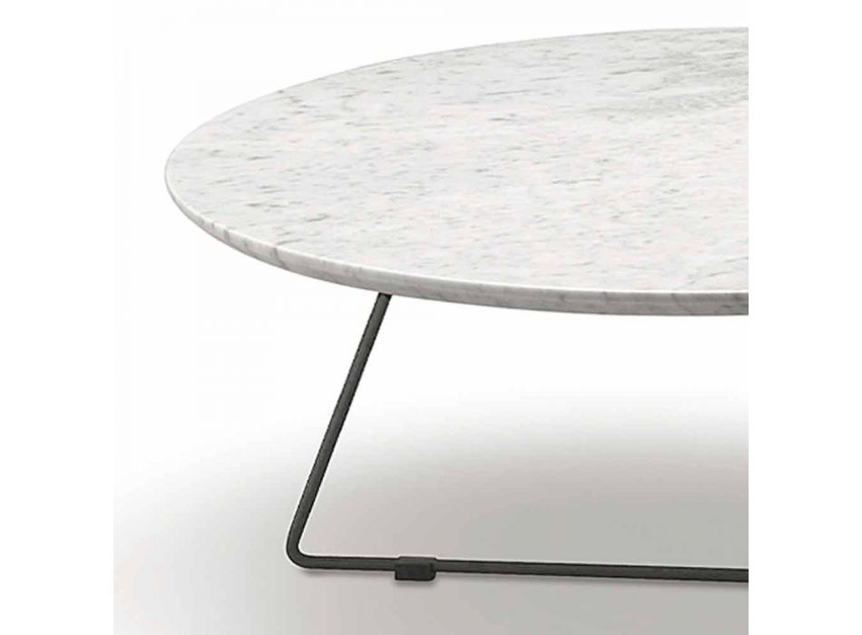 Soffbord med rund marmortopp och metallbotten tillverkad i Italien - Gin Viadurini