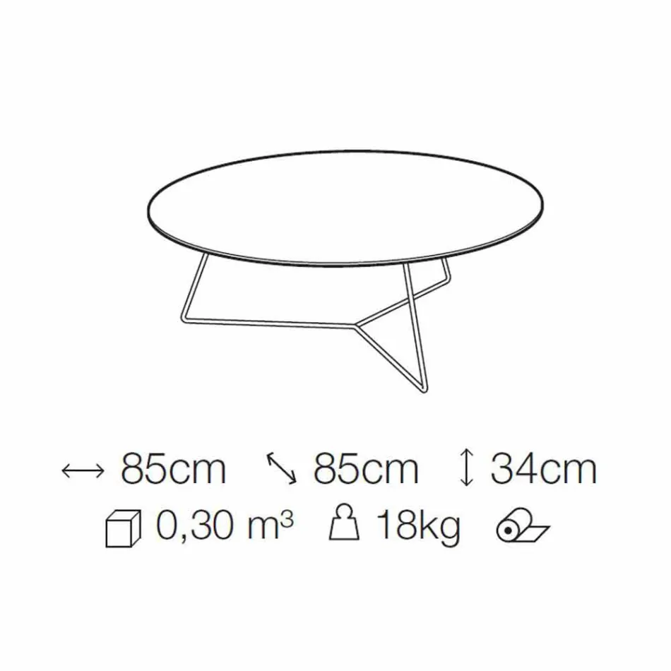 Soffbord med rund marmortopp och metallbotten tillverkad i Italien - Gin Viadurini