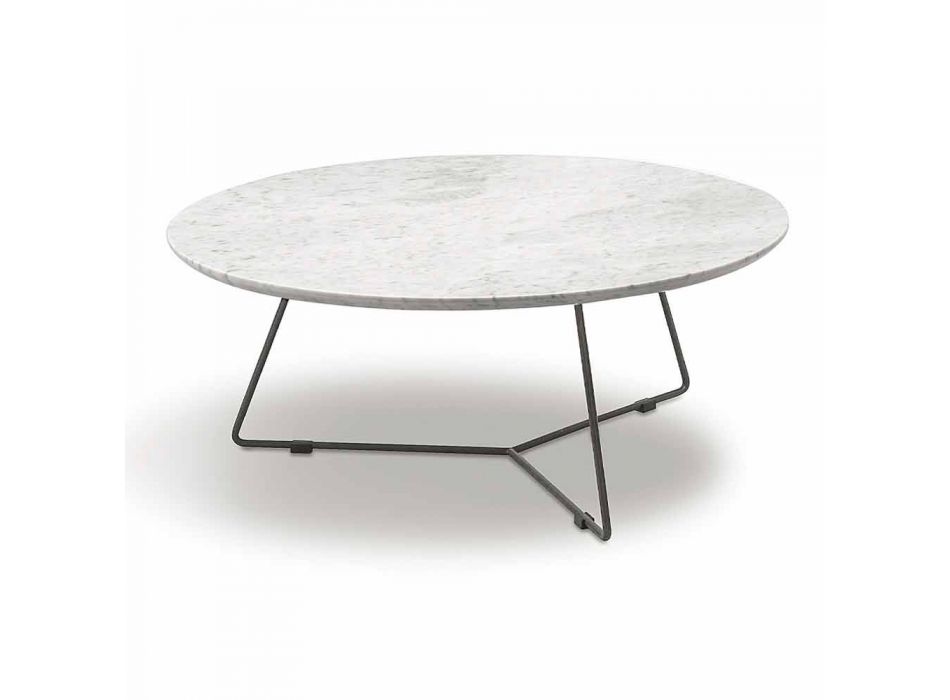 Soffbord med rund marmortopp och metallbotten tillverkad i Italien - Gin Viadurini