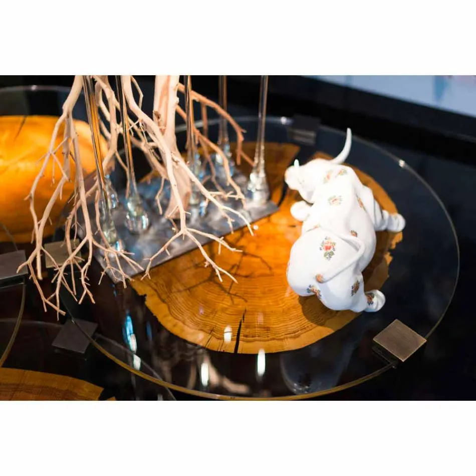 Soffbord i trä och stål med metallben tillverkade i Italien - Damaskus Viadurini