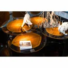 Soffbord i trä och stål med metallben tillverkade i Italien - Damaskus Viadurini